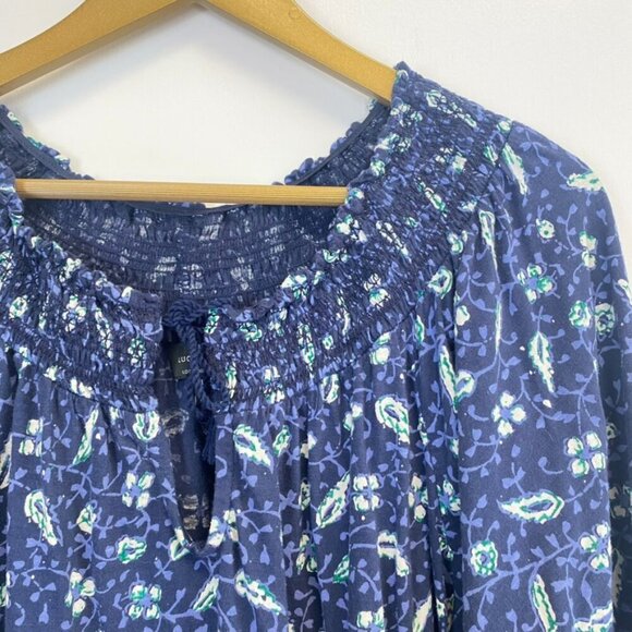 Lucky Brand Blue Floral Peasant Top - Picture 4 of 8